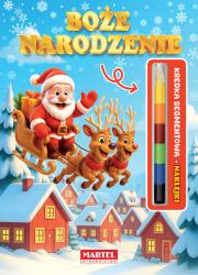 Boże Narodzenie. Kolorowanka z naklejkami (modułowa kredka). Autor: Wiktoria Kohnke. Dadada.pl Okładka książki Boże Narodzenie. Kolorowanka z naklejkami (modułowa kredka)