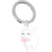 Opakowanie Brelok do kluczy 3D biały kot z kokardą