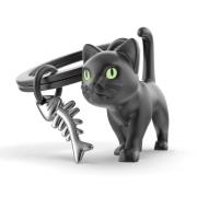 Opakowanie Brelok do kluczy 3D czarny kot z rybymi ośćmi