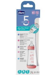 Butelka antykolkowa Perfect5 girl 300ml 4m+. Wydawca: Chicco. Dadada.pl Opakowanie Butelka antykolkowa Perfect5 girl 300ml 4m+