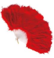 Czerwony elegancki wachlarz z piór. Wydawca: Widmann. Dadada.pl Opakowanie Czerwony elegancki wachlarz z piór