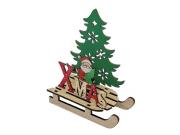 Opakowanie Dekoracja drewniana Mikołaj na saniach