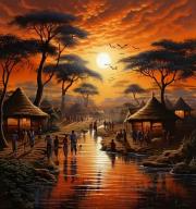 Diamentowa Mozaika Afryka zachód słońca w wiosce NO-2001747. Wydawca: Norimpex. Dadada.pl Opakowanie Diamentowa Mozaika Afryka zachód słońca w wiosce NO-2001747