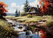 Opakowanie Diamentowa Mozaika Domek nad rzeką jesienią NO-2000340