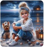 Diamentowa Mozaika Dziewczynka z pieskiem na wybrzeżu NO-2001529. Wydawca: Norimpex. Dadada.pl Opakowanie Diamentowa Mozaika Dziewczynka z pieskiem na wybrzeżu NO-2001529