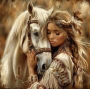 Opakowanie Diamentowa Mozaika Kobieta Indianka z koniem NO-2003075