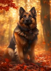 Opakowanie Diamentowa Mozaika Pies owczarek jesienią NO-2003086