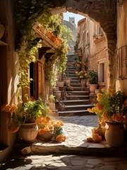 Opakowanie Diamentowa Mozaika Schody w uliczce pełnej kwiatów NO-2001758