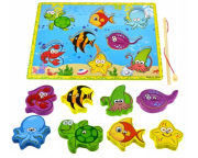 Opakowanie Drewniane puzzle magnetyczne z wędką i rybkami