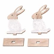 Drewniane zajączki z futerkiem i podstaw 10cm 2szt. Wydawca: Dalprint. Dadada.pl Opakowanie Drewniane zajączki z futerkiem i podstaw 10cm 2szt