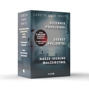 Dziennik pokojówki, Sekret pacjentki, Nasze idealne małżeństwo. Autor: Loreth Anne White. Dadada.pl Okładka książki Dziennik pokojówki, Sekret pacjentki, Nasze idealne małżeństwo