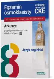 Egzamin ósmoklasisty SP 8 Język angielski Arkusze. Autor: Anna Tracz. Dadada.pl Okładka książki Egzamin ósmoklasisty SP 8 Język angielski Arkusze