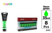 Opakowanie Farba akrylowa fluorescencyjna 35ml zielona (8szt)