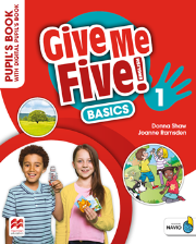 Give Me Five! 1 basic Pupil's Book + kod. Autor: Donna Shaw, Joanne Ramsden. Dadada.pl Okładka książki Give Me Five! 1 basic Pupil's Book + kod