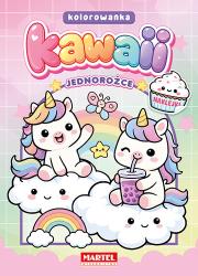 Okładka książki Jednorożce Kawaii.  Kolorowanka z naklejkami