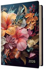 Kalendarz 2026 A5 dzienny z gumką kwiaty. Wydawca: Evena. Dadada.pl Opakowanie Kalendarz 2026 A5 dzienny z gumką kwiaty