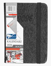 Kalendarz 2026 A7 tyg Rock grafitowy. Wydawca: ELEFANT. Dadada.pl Opakowanie Kalendarz 2026 A7 tyg Rock grafitowy