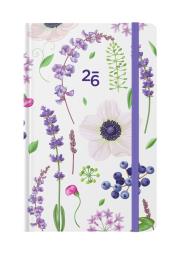 Opakowanie Kalendarz 2026 kieszonkowy tygodniowy fioletowe Kwiaty