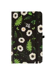 Opakowanie Kalendarz 2026 kieszonkowy tygodniowy Kwiaty na czarnym tle