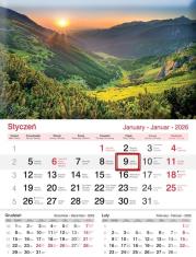 Kalendarz 2026 ścienny jednodzielny Góry. Wydawca: Lucrum. Dadada.pl Opakowanie Kalendarz 2026 ścienny jednodzielny Góry