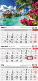 Opakowanie Kalendarz 2026 trójdzielny z magnesem tropiki