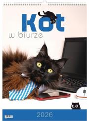 Opakowanie Kalendarz 2026 wieloplanszowy kot w biurze