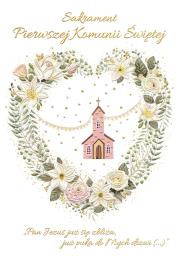 Opakowanie Karnet A5 Komunia Różowy Kościółek