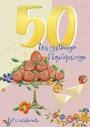 Opakowanie Karnet A5 Urodziny 50 - Patera z truskawkami