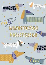 Opakowanie Karnet A5 Urodziny - Szare psy