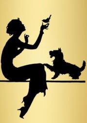 Opakowanie Karnet B6 brokat z kopertą Kobieta na złotym tle