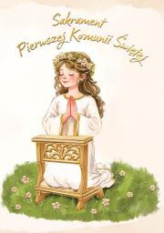 Opakowanie Karnet B6 Komunia Dziewczynka na klęczniku