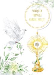 Opakowanie Karnet B6 Komunia. Gołąb