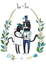 Opakowanie Karnet B6 Ślub Czarne koty