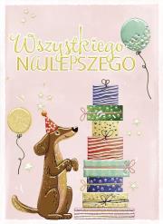 Opakowanie Karnet B6 Urodziny - Jamnik z prezentami