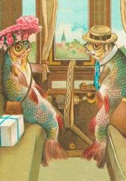 Opakowanie Karnet B6 z kopertą Ryby w pociągu