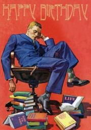 Opakowanie Karnet B6 z kopertą Urodziny Mężczyzna i książki