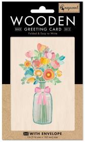 Opakowanie Karnet drewniany C6 + koperta Bukiet kwiatów