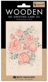 Opakowanie Karnet drewniany C6 + koperta Różowe piwonie