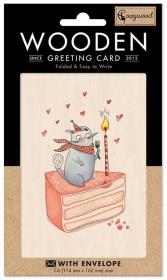 Karnet drewniany C6 + koperta Tort i kot. Wydawca: Cozywood. Dadada.pl Opakowanie Karnet drewniany C6 + koperta Tort i kot