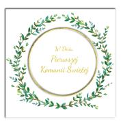 Opakowanie Karnet KW Komunia. Wianek z liśćmi