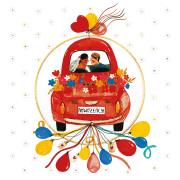 Opakowanie Karnet KW koperta z kółkiem Ślub Garbus