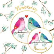 Opakowanie Karnet KW koperta z kółkiem Ślub Ptaki