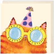 Opakowanie Karnet kwadrat 006 Urodziny Kot w okularach