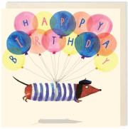 Opakowanie Karnet kwadrat 055 Urodziny Latający jamnik