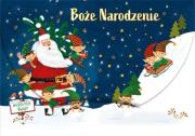 Karnet na kasę Boże Narodzenie Mikołaj z elfami. Wydawca: Henry. Dadada.pl Opakowanie Karnet na kasę Boże Narodzenie Mikołaj z elfami