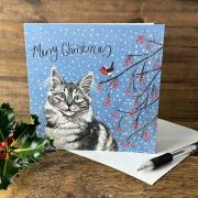 Opakowanie Karnet Święta kwadrat Kot i jarzębina