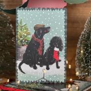 Opakowanie Karnet Święta Świąteczne psy przy choince