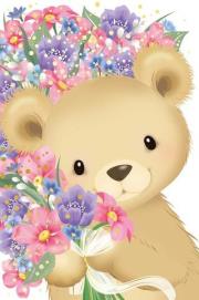 Opakowanie Karnet Uniwersalny - Teddy with Flowers