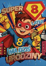 Opakowanie Karnet Urodziny 8 chłopiec - Superbohater