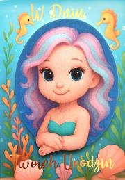 Opakowanie Karnet Urodziny dziewczynki syrenka